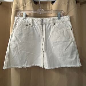 We The Free Size 30 Zip It Up White Jean Skirt Raw Hem Cotton Fray Mini